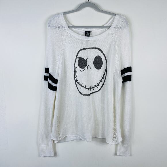 Hot Topic 2X The Nightmare Before Christmas Jack Skellington Destructed Sweater - Picture 3 of 7